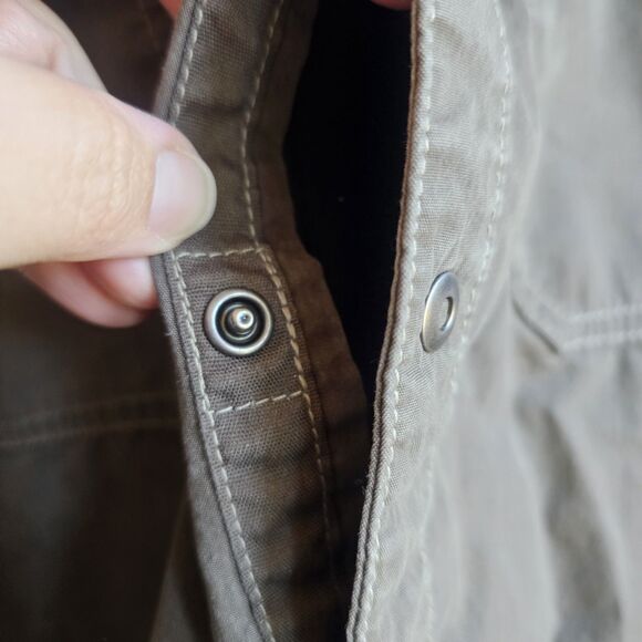 kuhl mens shirt large Snap Closure Long Sleeve Olive Green Outdoors Hiking - Picture 3 of 6